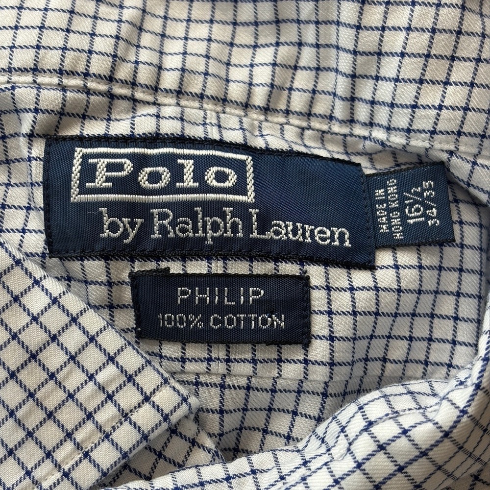 Polo Ralph Lauren Philip Button Up Shirt Men's 16.5 34/35 Blue White Check - Picture 2 of 13